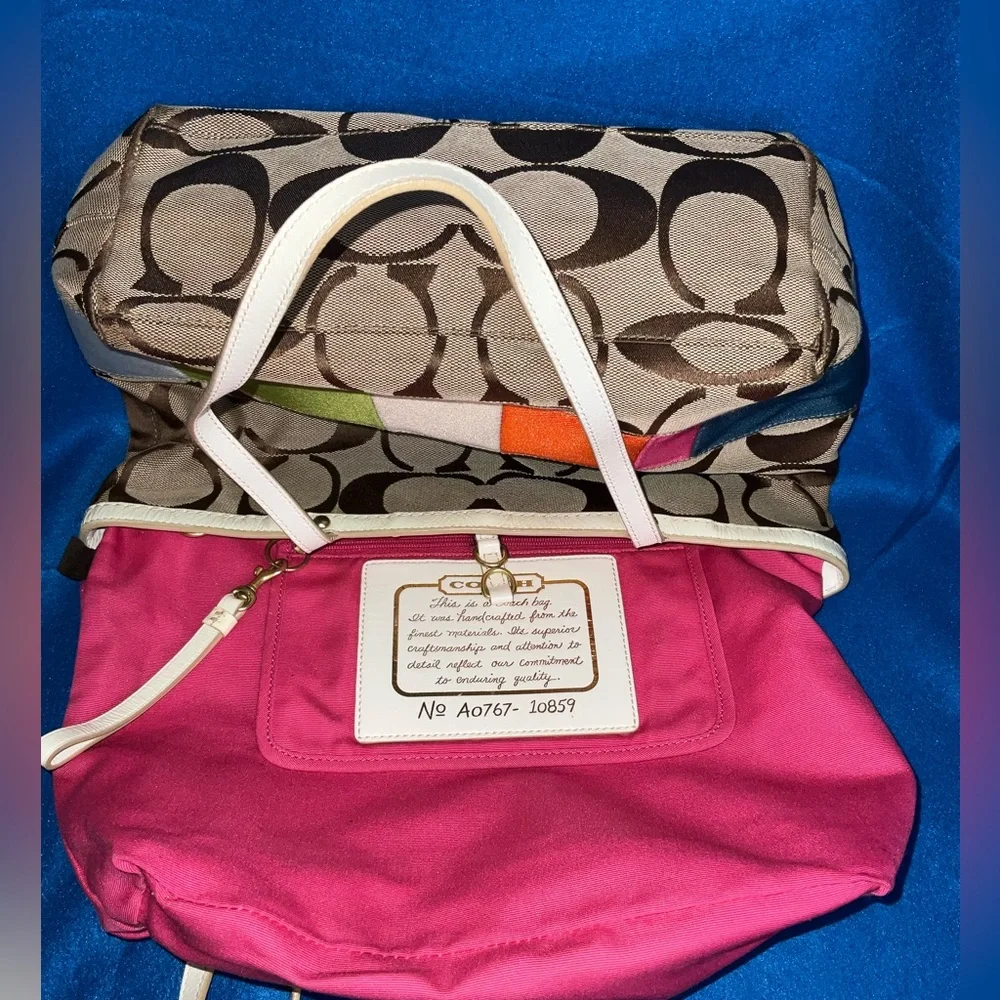 Coach Legacy multi stripe tote bag EUC.